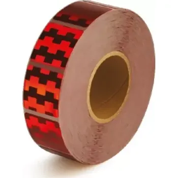 Reflexní samolepící páska - čtverce na plachty - červená - balení 50 m