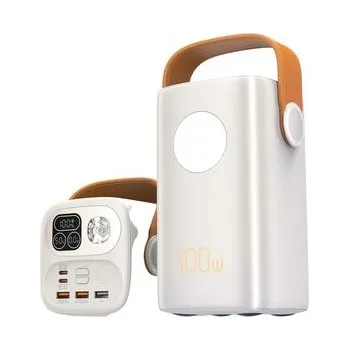 Powerbanka Powerbanka pro notebooky a outdoor 60 000 mAh, 100W + 30W PD, silné LED světlo, bílá