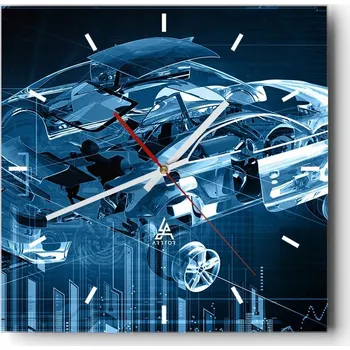 Hodiny Nástěnné hodiny do kuchyně 30x30 - Motorismus - Stylové hodiny na skle - Loft - Tiché