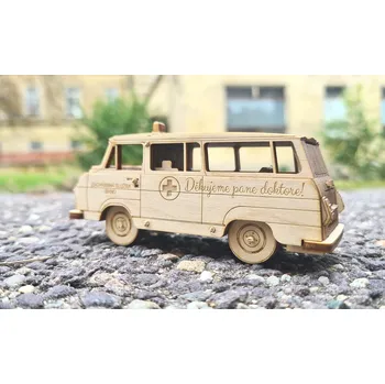 autíčko VRKY - sběratelské modely Model sanitky Škoda 1203 1:43 (nápis na přání)