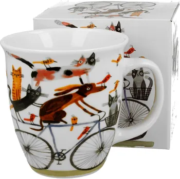 DUO Gifts DG - Porcelánový hrnek Pes, kočky a ptáčci na kole - 650 ml