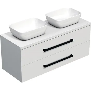 Koupelnový nábytek Koupelnová skříňka s černou úchytkou a krycí deskou SAT Cube Way 120x71x46 cm bílá lesk CUBE46C1203BISAT45 - CUBE46C1203BISAT45