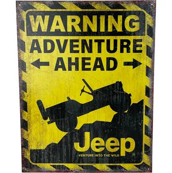 Plechová cedule D.E. metal signs Plechová cedule JEEP -WARNING ADVENTURE AHEAD 32 cm x 40 cm