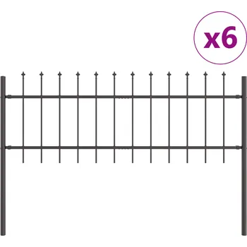 Plot vidaXL Zahradní plot s hrotem šedý 10,2x0,6 m z oceli [3334108]