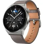 Huawei Watch GT 3 Pro 46mm, Světle šedé, Šedý kožený řemínek