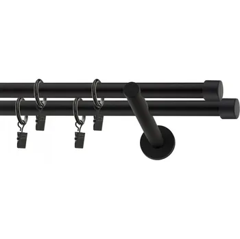 Ø 19 dvoutyč komplet-LUNA Barva: černá mat, Délka: 160 cm, typ kroužků: bez kroužků