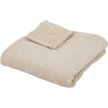 Dětská deka FLANELOVÁ DEKA PRO DĚTI MĚKKÁ BÉŽOVÁ GEOMETRICKÝ VZOR OYA 75 X 100 CM