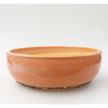 Květináč Keramická bonsai miska 20,5 x 20,5 x 6 cm oranžová