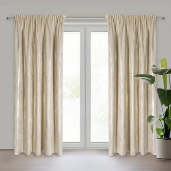 Závěs Sametový závěs RENIA s lesklým potiskem - světle béžový