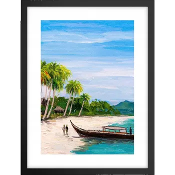 Obraz Obraz plakát v černém rámu do obýváku 30x40 pláž foto plakáty na zeď