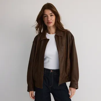 Dámský kabát Reserved - Bunda z ovčí kůže - hnědá - YT952-88X - YT952-88X-L