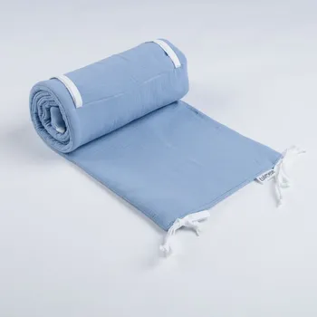 Příslušenství pro dětskou postel a kolébku Tulimese Mantinel do postýlky modrý mušelínový UMÍSTĚNÍ MANTINELU: MANTINEL ZAKRÝVAJÍCÍ ČELA A JEDNU DLOUHOU STRANU POSTÝLKY, VOLBA ROZMĚRU POSTÝLKY: MANTINEL PRO ATYPICKOU POSTÝLKU