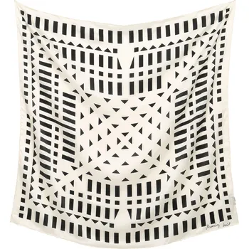 Šátek Hedvábný šátek bílo-černý 90x90 cm v dárkovém balení, HEDVÁBNÝ SVĚT