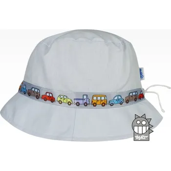 Kojenecká čepice DRÁČE Chlapecký letní klobouk světle šedý, auta Varianta: 54-56cm