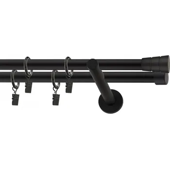 Garnýž Ø 19 dvoutyč komplet-BASIC Barva: černá mat, Délka: 300 cm, typ kroužků: bez kroužků