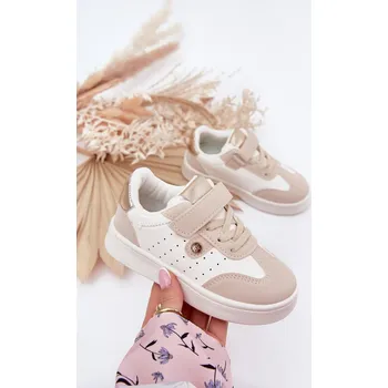 Dívčí tenisky Boto Sportovní Boty Sneakers Dívčí Na Suchý Zip Béžové Zarina Boto bílá | krémová 3338360