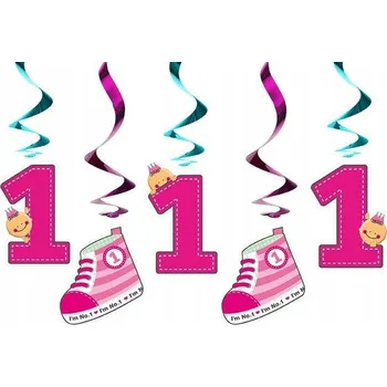 Party dekorace Narozeninové spirály Partydeco 60 cm 5 kusů růžové