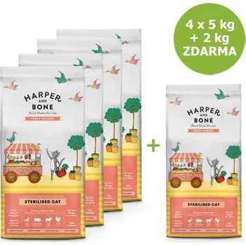 Krmivo pro kočku Harper and Bone Cat Sterilised čerstvé z trhu x 5 kg + 2 kg ZDARMA + Doprava ZDARMA