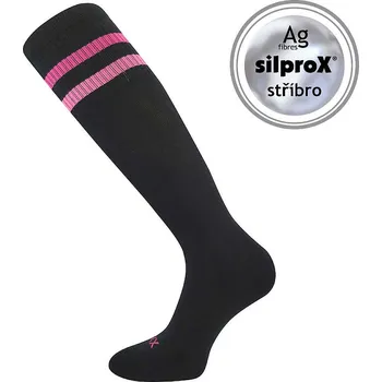 Dámské ponožky VOXX Podkolenky dámské sportovní RETRANA s ionty stříbra ČERNÉ s růžovou 39-42 118894