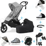 Set 10v1 Cybex Avi Spin Fog Grey + korbička Cot S Moon Black + autosedačka Cybex s ISOFIX základnou + adaptéry + pláštěnky + ochranná síť + madlo