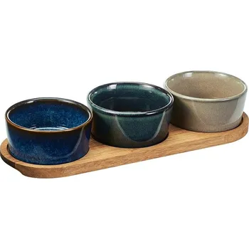 EXCELLENT HOUSEWARE Servírovací misky na akátovém podnose sada 4 ks KO-278001170