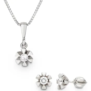 Souprava šperků Souprava náušnic a přívěšku z bílého zlata se zirkony 451.90+451.91