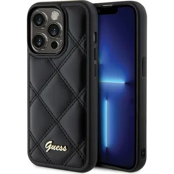Pouzdro na mobilní telefon Originální pouzdro GUESS GUHCP15XPSQSQSK pro iPhone 15 Pro Max (Quilted Metal Logo / černé)