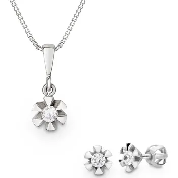 Souprava šperků Souprava náušnic a přívěšku z bílého zlata se zirkony 451.90+450.91