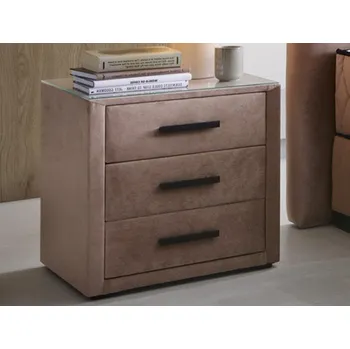 Noční stolek Vysoký noční stolek Reve, tmavě růžová látka