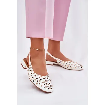 Dámské lodičky Zdobené Baleríny Na Plochém Podpatku Nilarisela Barva: Bílá, Velikost: 36
