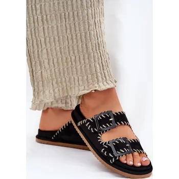 Dámské pantofle Dámské Pantofle S Přezkami A Dekorativním Obšitím Visley Barva: Černá, Velikost: 41