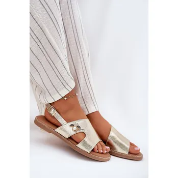 Dámské sandále Dámské Ploché Sandály S Dekorativním Detalem Vinceza 17378 Barva: Zlatá, Velikost: 39