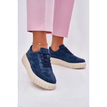 Dámské tenisky Semišové tenisky na platformě Rilwena Barva: Modrá, Velikost: 37