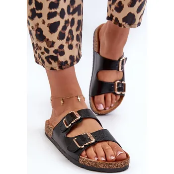 Dámské pantofle Dámské žabky s přezkami Fronila Barva: Černá, Velikost: 38