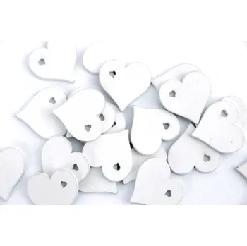 Dřevěný výřez srdce bílé - sada 5ks