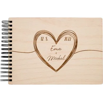 Dřevěné svatební fotoalbum - Láska Vyber typ vazby: Pevná klasická (černá), Barva vnitřních papírů: Grafitová