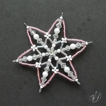 Vánoční ozdoba Vánoční korálková hvězda 0466 - Kolekce Light Pink (PEVNÁ A NEREZ) Christmas bead ornament (Vánoční hvězda z korálků - Korálková hvězdička a vločka - Hvězdy a hvězdičky z korálků - Christmas bead star)