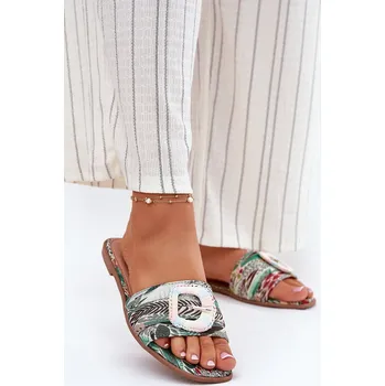 Dámské pantofle Plné Dámské Pantofle S Ozdobnou Přezkou Leopard Clariola Barva: Barevná, Velikost: 38