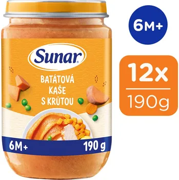 Dětská výživa Sunar příkrm Batátová kaše s krůtím masem 6m+, 12x190g