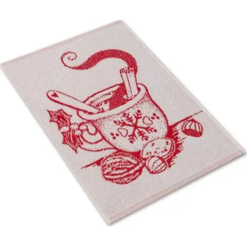 Utěrka Malý kuchyňský ručník 35x50 ZARA 450g Vánoční hrneček zimní pohody červenobílá