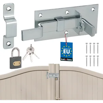 Závora ohnutá univerzální na dveře branku ocelová s visacím zámkem 130 mm - ano \ ohnutá \ 130 mm