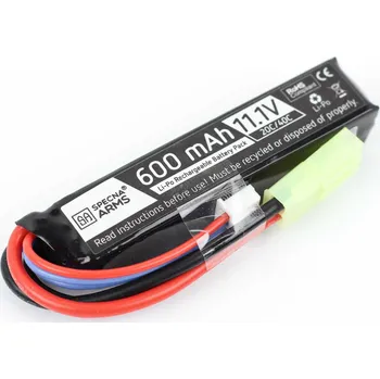 Baterie pro airsoftovou zbraň Li-Pol akumulátor Specna Arms 11,1V 600mAh 20/40C pro PDW - Tamiya mini