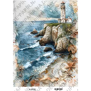 Umělecký papír Rýžový a soft papír na decoupage - Krajina vintage - KB03722 Materiál: Soft, Rozměr: A4