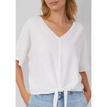 Dámská halenka s.Oliver dámská lněná halenka s vázačkou bílá Velikost: 40