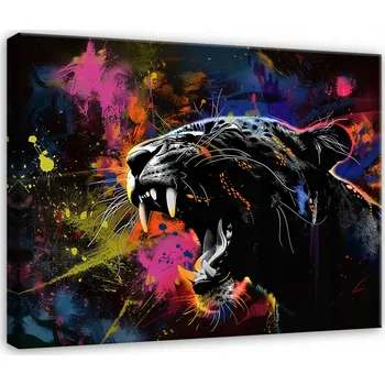 Obraz OBRAZ PANTERA ABSTRAKCE DO LOŽNICE OBÝVACÍHO POKOJE NA PLÁTNĚ STĚNA 100x70
