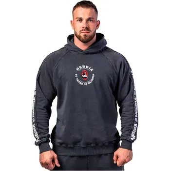 Pánská mikina Pánská mikina Nebbia NEBBIA x OLYMPIA Washed Hoodie HERITAGE 793 black L
