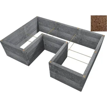 Zahradní obrubník LEIER Durisol Vyvýšený záhon typ U 230x340x80cm - hnědý