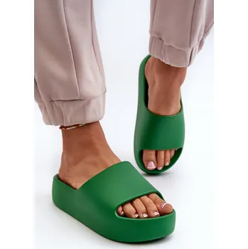 Dámské pantofle Dámské žabky na tlusté podrážce Oreithano Barva: Zelená, Velikost: 38