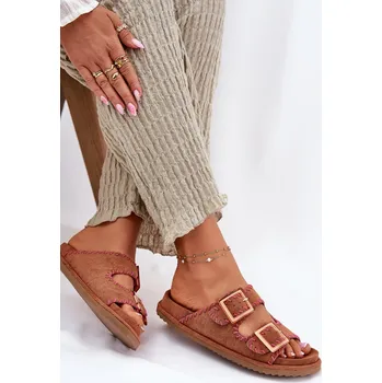 Dámské pantofle Dámské Pantofle S Přezkami A Dekorativním Obšitím Visley Barva: Béžová, Velikost: 41