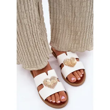 Dámské pantofle Dámské sandály na plochém podpatku se u ozdobou Karinma Barva: Bílá, Velikost: 38